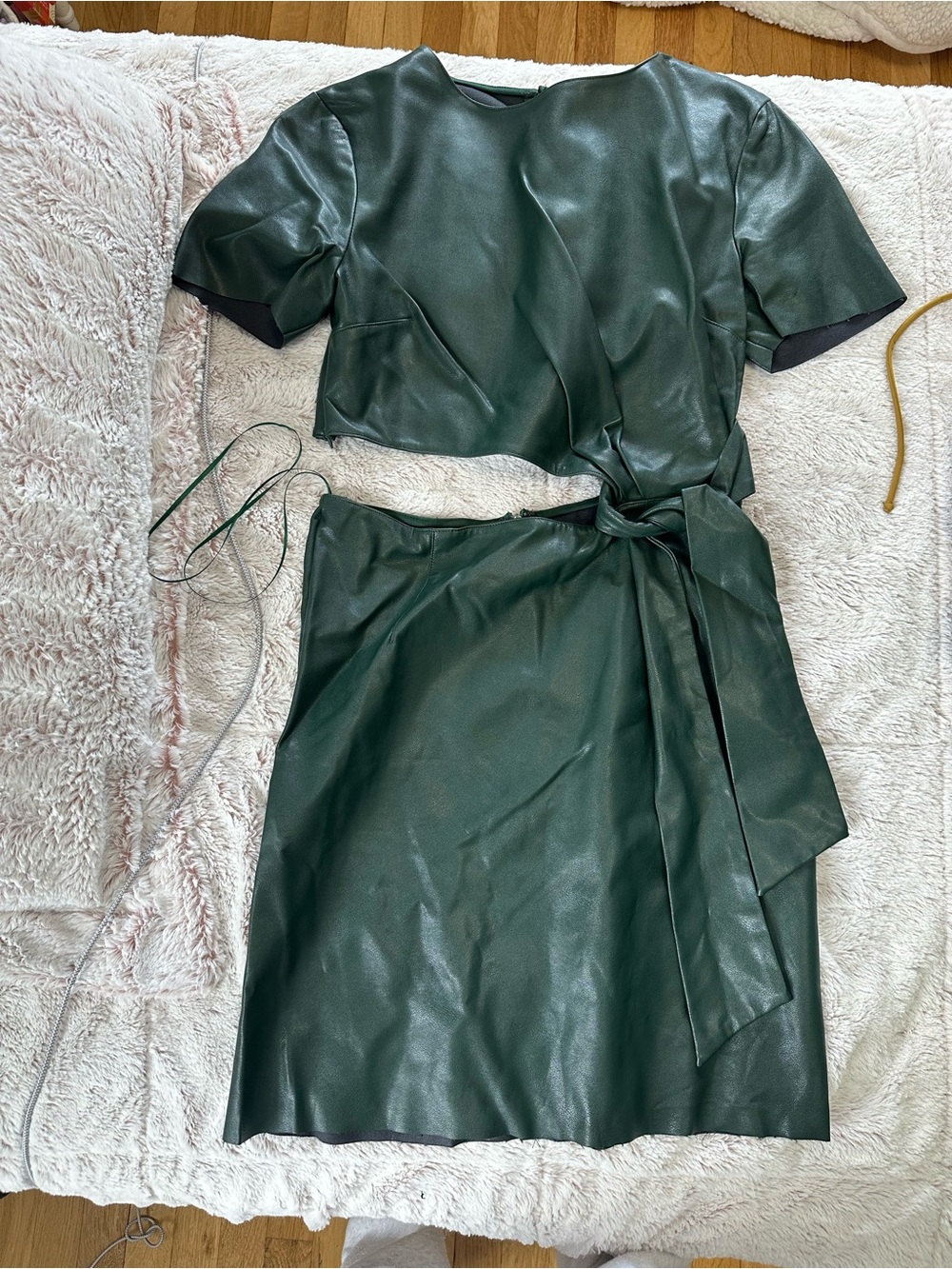Dark Green Faux Leather dress